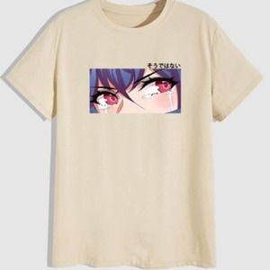 SHEIN • Mint Green Anime Japanese Girl Graphic Short Sleeve T-Shirt